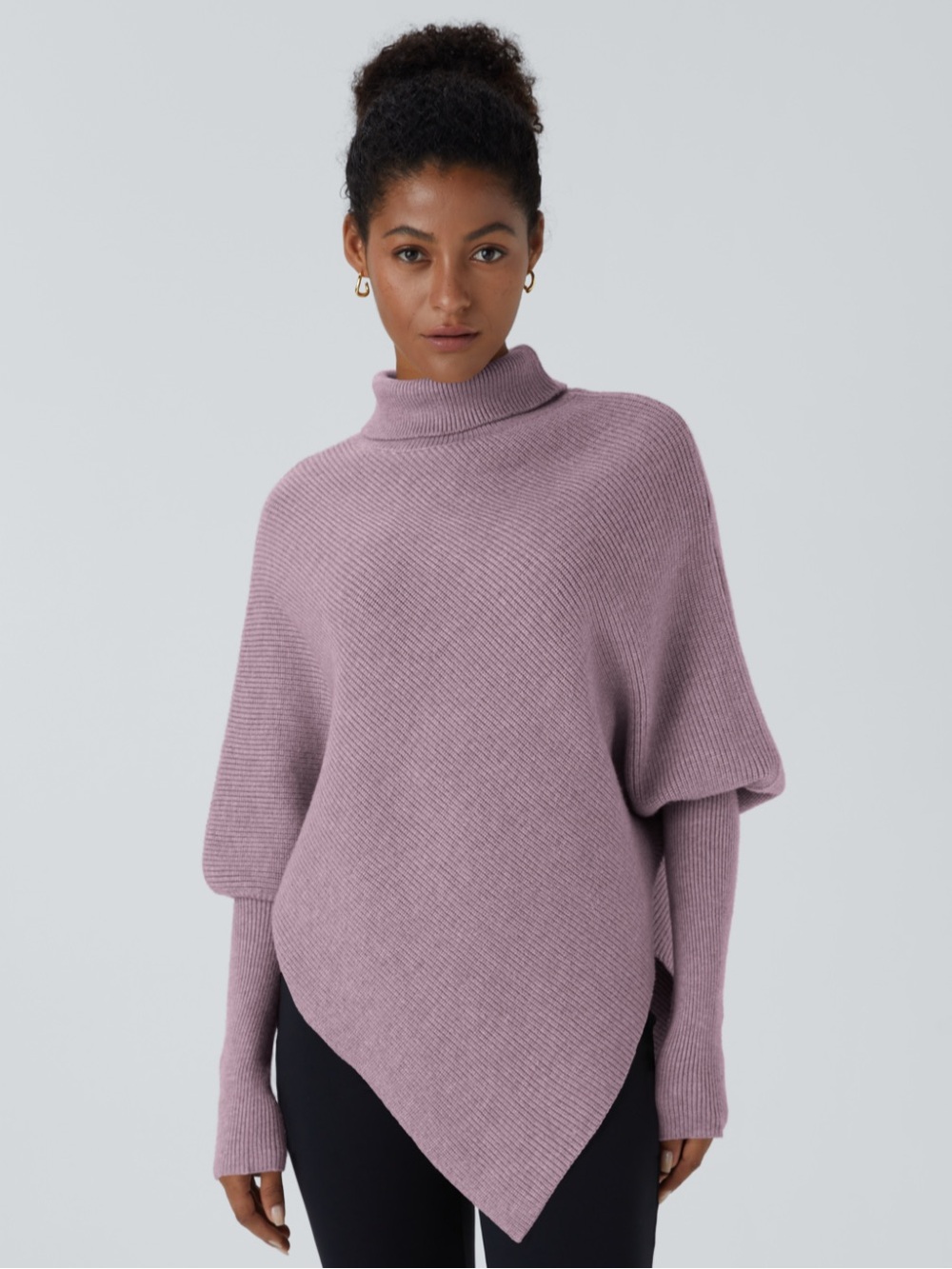NWT HALARA Long Sleeve asymmetrical, hem Mauve Turtleneck